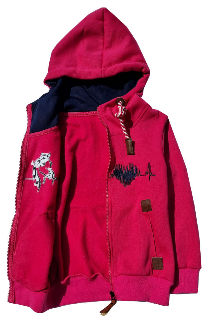 Kinder Sweatjacke mit verschiedenen Motiven: Pferde/Traktor (Olivgrün und Navy)